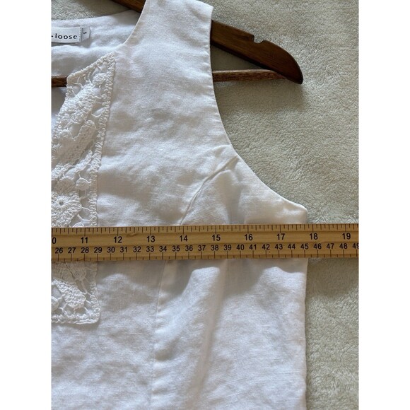 Cut Loose Womens Shirt Small Linen Embroidered Boxy Crochet Split Neck - Picture 8 of 9